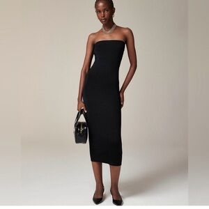 J.Crew Strapless Sweater Dress – Size M – Black Viscose Midi
